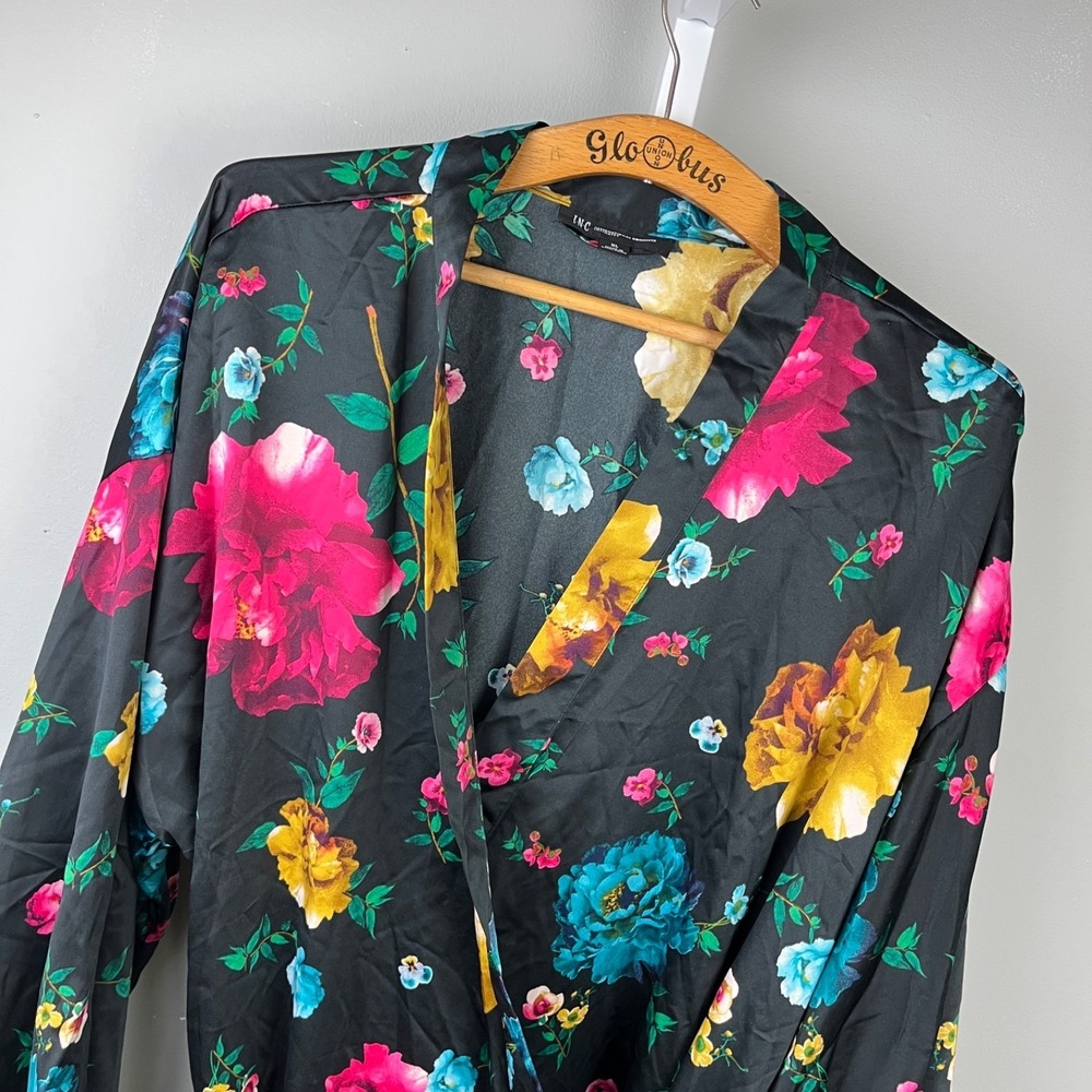 I.N.C. International Concepts Satin Robe Womens XL Bold Flower Floral NWT